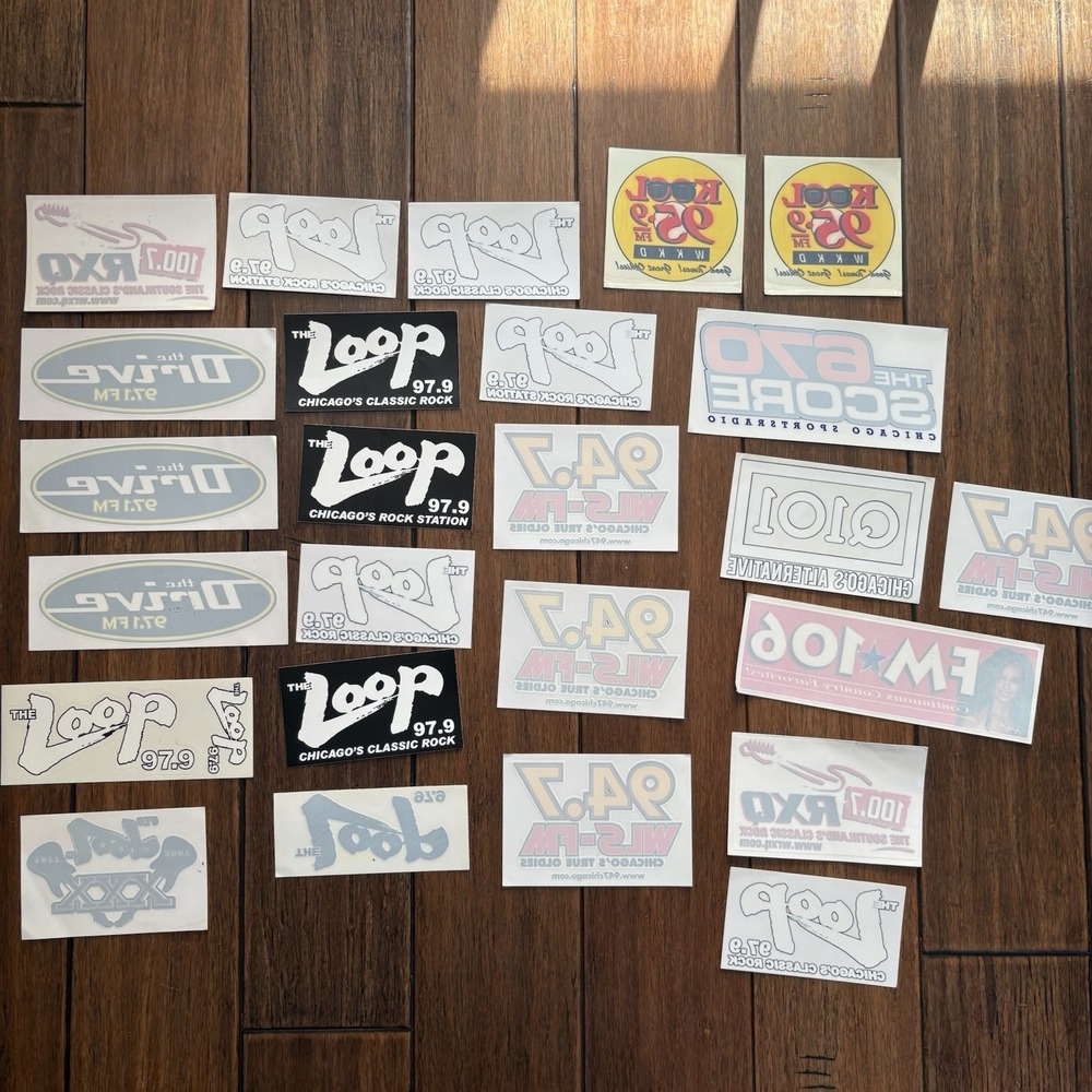 Vintage Chicago Radio Station Decal Sticker Lot Of 25 Q101 Loop WLS FM106 Score